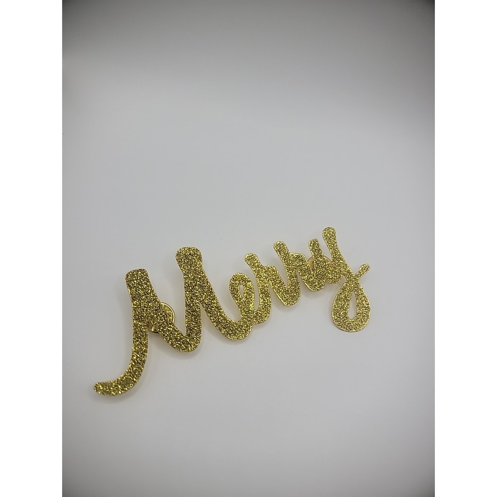 Vintage Brooch Pin Merry Gold Glitter Jewelry‎ Costume